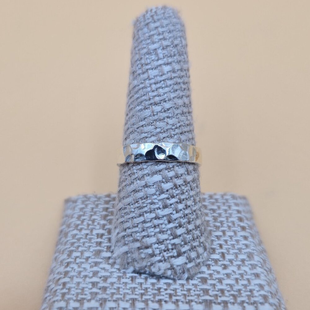 Size 8.5 Sterling Silver Handmade Hammered Band Ring A5378